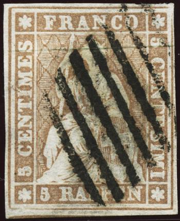 Timbres: 22F - 1856 Impression de Berne, 1ère période d'impression, papier de Munich