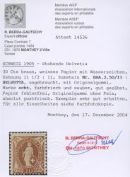 Thumb-3: 88A.2.50/II - 1905, Stehende Helvetia, weisses Papier, 13 Zähne, WZ