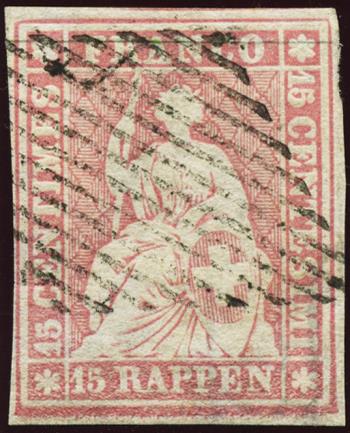 Francobolli: 24F - 1856 Stampa di Berna, 1° periodo di stampa, carta di Monaco