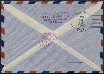 Thumb-2: RF46.5 d. - 8. April 1946, USA-Gander-Shannon-Parigi-GINEVRA-Roma-Atene-CAIRO