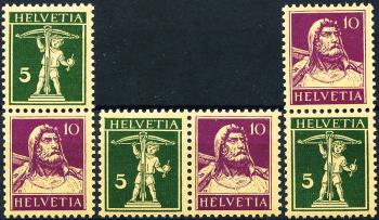 Briefmarken: Z16z-Z18z -  Tellknabe und Tellbrustbild, geriffeltes Papier