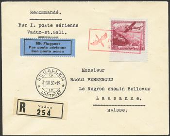 Stamps: SF30.5 b. - 31. August 1930 Vaduz-St. gall