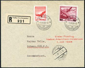 Briefmarken: RF35.4 aL - 1. Juli 1935 Altenrhein-Innsbruck