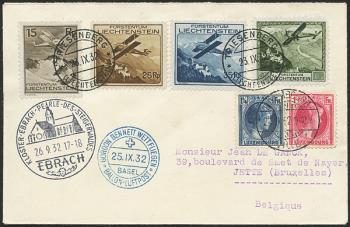 Briefmarken: SF32.10 aL. - 25. September 1932 Ballonpost Gordon-Bennett-Wettfahrt Basel