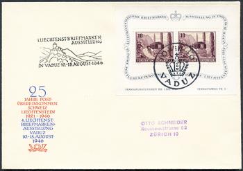 Timbres: W19 - 1946 4e exposition de timbres du Liechtenstein