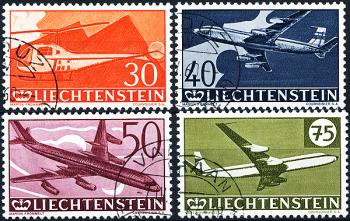 Timbres: F34-F37 - 1960 30 ans de timbres-poste aérienne au Liechtenstein