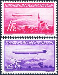 Francobolli: F14-F15 - 1936 Zeppelin sul Liechtenstein