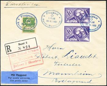 Stamps: RF25.8 a. - 28. September 1925 Basel-Freiburg-Baden Baden-Mannheim