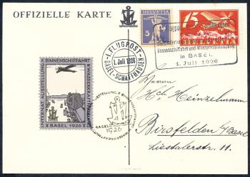 Stamps: SF26.3b - 1. Juli 1926 1st International Inland Navigation Exhibition