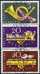 Briefmarken: 291-293 - 1949 100 Jahre Eidgenössische Post, ET französisch