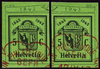 Briefmarken: W17L-W17R - 1943 Einzelwerte aus Gedenkblock zur Nationalen Briefmarkenausstellung in Genf