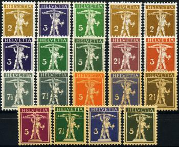 Briefmarken: 117-183 - 1909 - 1930 Tellknabe, Faserpapier