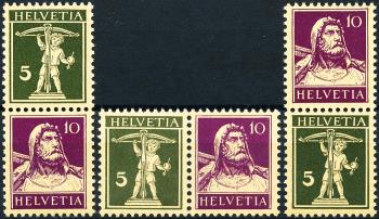 Briefmarken: Z16y-Z18y -  Tellknabe und Tellbrustbild, glattes Papier