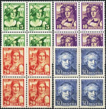 Briefmarken: J65-J68 - 1933 Schweizer Frauentrachten und Bildnis G. Girards