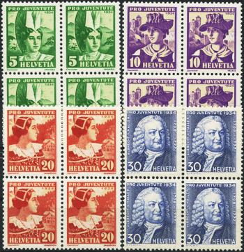 Briefmarken: J69-J72 - 1934 Schweizer Frauentrachten und Bildnis Albrecht von Hallers