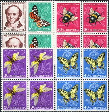 Briefmarken: J153-J157 - 1954 Bildnis J. Gotthelf und Insektenbilder
