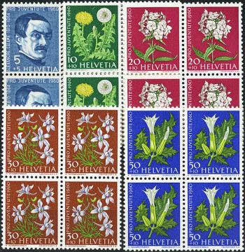 Briefmarken: J183-J187 - 1960 Bildnis Alexandre Calames und Blumenbilder