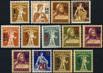 Briefmarken: 132-181 - 1915 - 1930 Aufbrauchsausgaben mit neuen Wertaufdrucken