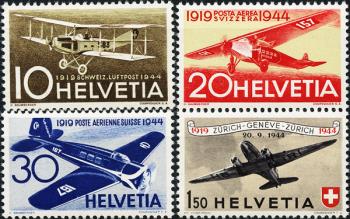 Thumb-1: F37-F40 - 1944, Francobolli speciali di posta aerea 25 anni di posta aerea svizzera
