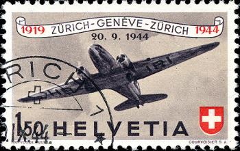 Thumb-1: F40 - 1944, Timbro di posta aerea anniversario 25 anni di posta aerea svizzera