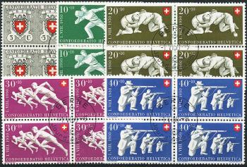 Francobolli: B46-B50 - 1950 100 anni di Posta Svizzera e illustrazioni sportive