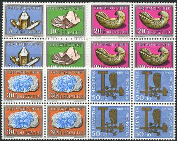 Stamps: B96-B100 - 1960 Minerals and fossils symbols