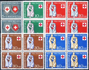 Stamps: B81-B85 - 1957 Coat of arms, symbol and mercy