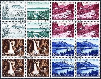 Briefmarken: B66-B70 - 1954 Schweizer Psalm, Seen und Wasserläufe
