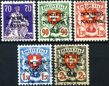Stamps: SDN22z-SDN26z - 1935-1937 Helvetia with sword/coat of arms design, fluted paper