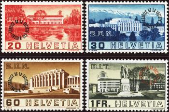Stamps: SDN61-SDN64 - 1938 Images of the League of Nations and Labor Office buildings, circular overprint