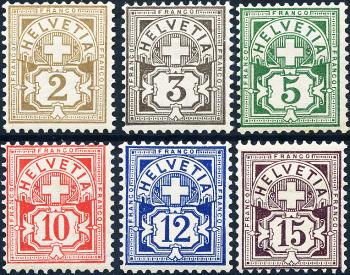 Briefmarken: 80-85 - 1906 Faserpapier mit WZ