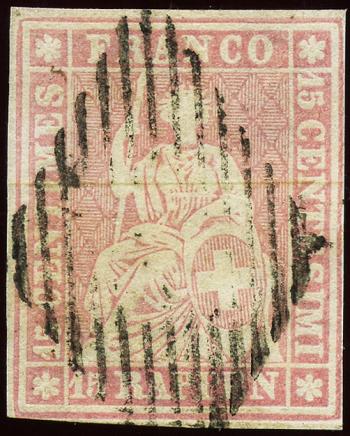 Timbres: 24F - 1856 Impression de Berne, 1ère période d'impression, papier de Munich