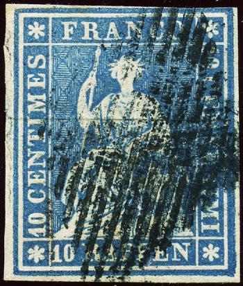 Briefmarken: 23B - 1855 Berner Druck, 1. Druckperiode, Münchner Papier