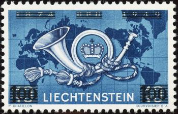 Briefmarken: FL235 - 1950 Aushilfsausgabe, mit neuem, blauschwarzen Wertaufdruck