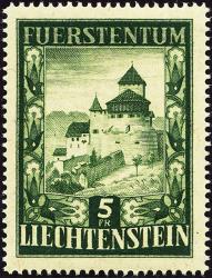 Francobolli: FL253 - 1952 Castello di Vaduz, valore supplementare