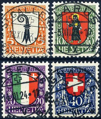 Stamps: J25-J28 - 1923 Kantons- und Schweizer Wappen