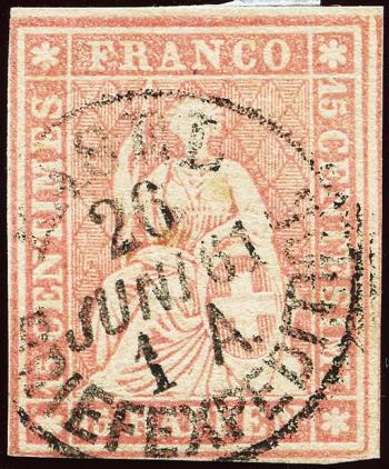 Briefmarken: 24G - 1859 Berner Druck, 4. Druckperiode, Zürcher Papier