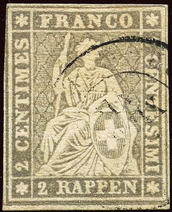 Briefmarken: 21G - 1862 Berner Druck, 4. Druckperiode, Zürcher Papier