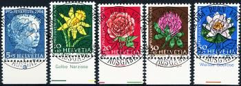Briefmarken: J205-J209 - 1964 Pro Juventute, Mädchenbildnis, Wiesen- und Gartenblumen