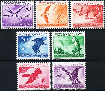 Stamps: F17z-F23z - 1939 Native birds, fluted paper