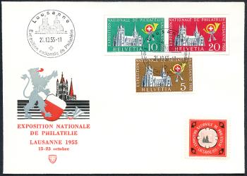 Thumb-1: W33-W34 - 1955, Valeurs individuelles d'un bloc-feuillet pour l'exposition nationale de timbres de Lausanne