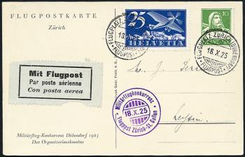 Stamps: SF25.9c - 17./18. Oktober 1925 Military flight competition Dübendorf