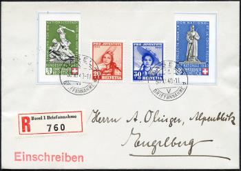 Briefmarken: B8-B11, J93-J96 - 1940 Bundesfeierblock I und Pro Juventute Serie