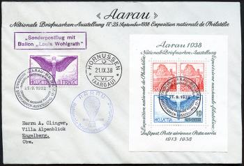 Thumb-1: SF38.2a - 21. September 1938, Pallone postale Aarau - Hornussen