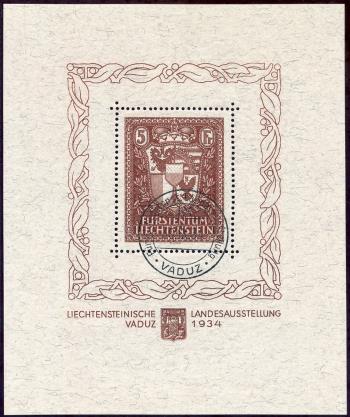 Briefmarken: FL104 - 1934 Sonderblock zur Liechtensteinischen Landesausstellung, Vaduz