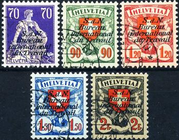 Stamps: BIT19z-BIT23z - 1936-1937 Helvetia with sword and coat of arms pattern, fluted chalk paper