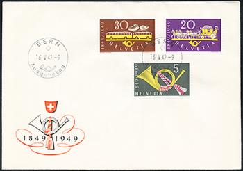 Briefmarken: 291-293 - 1949 100 Jahre Eidgenössische Post