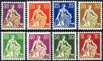 Briefmarken: 107-113+115 - 1908-1921 Faserpapier